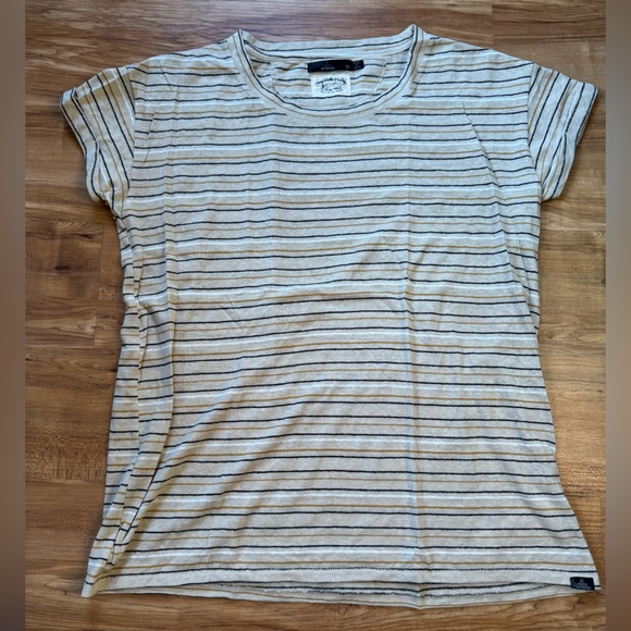 Prana Cozy Up T-Shirt - Stone Stripe - Picture 1 of 3